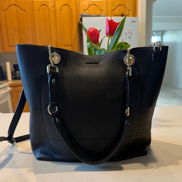 Calvin Klein Black and Beige Two-Tone Tote with Gold Hardware - Picture 2 of 9